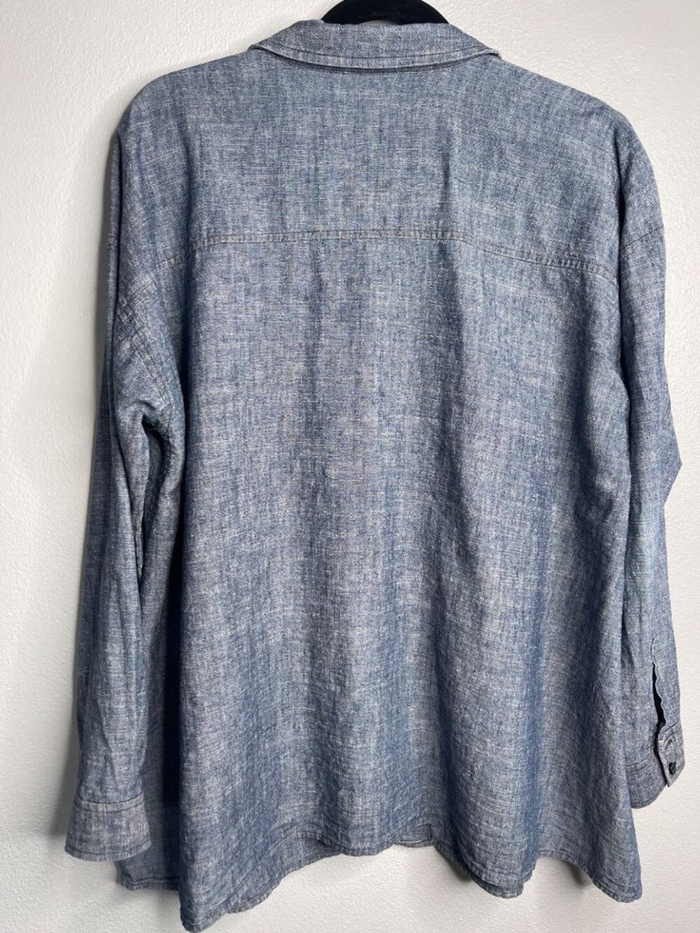 Eileen Fisher Blue Button-Down Linen Shirt - Picture 2 of 9